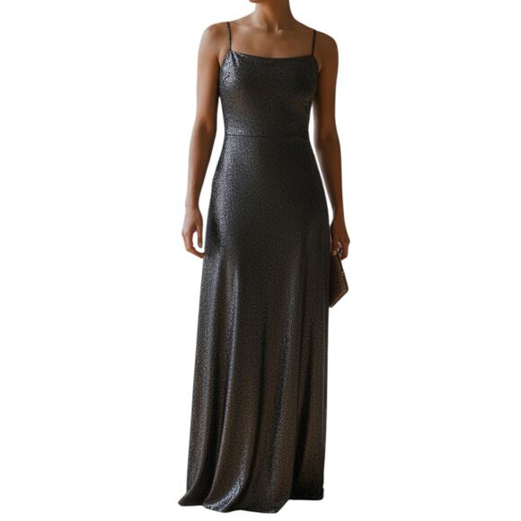 Vintage Dresses & Skirts - Vintage Sparkling Metallic Cutout Bodycon Dress Womens Sz XS Formal Lace Back